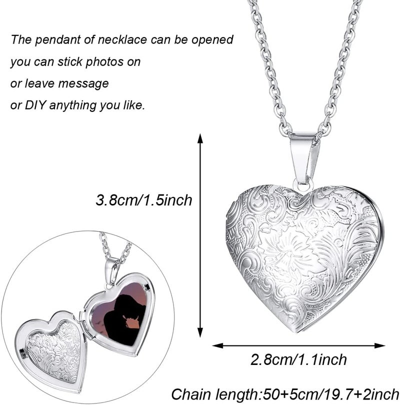 Weenkeey 2 Pcs Locket Necklace that Holds Pictures Stainless Steel Locket Pendant Necklace Memory Photo Pendant Necklace for Women Girls - Image 2